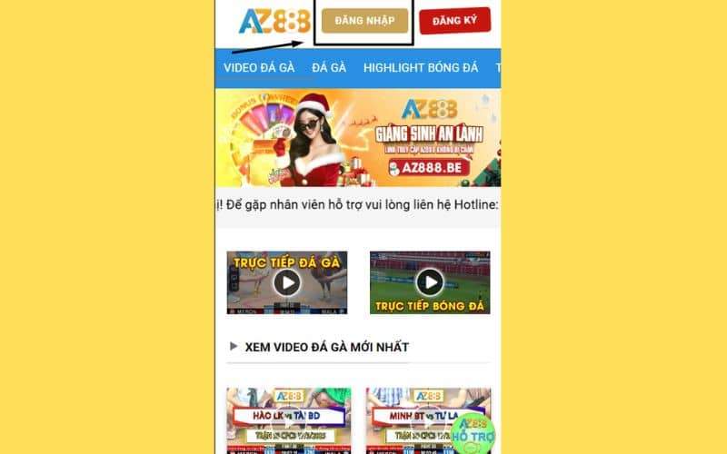 Truy cập vào nhà cái AZ888 và bấm đăng nhập