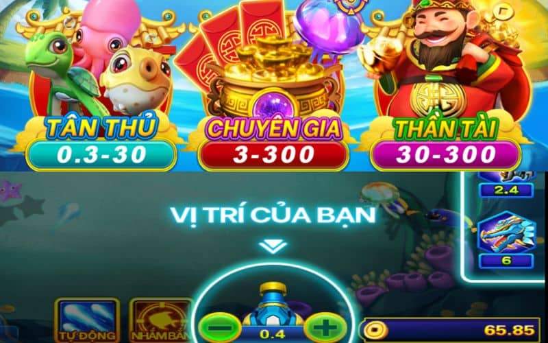 Chọn phòng cược và thiết lập nòng pháo để săn cá