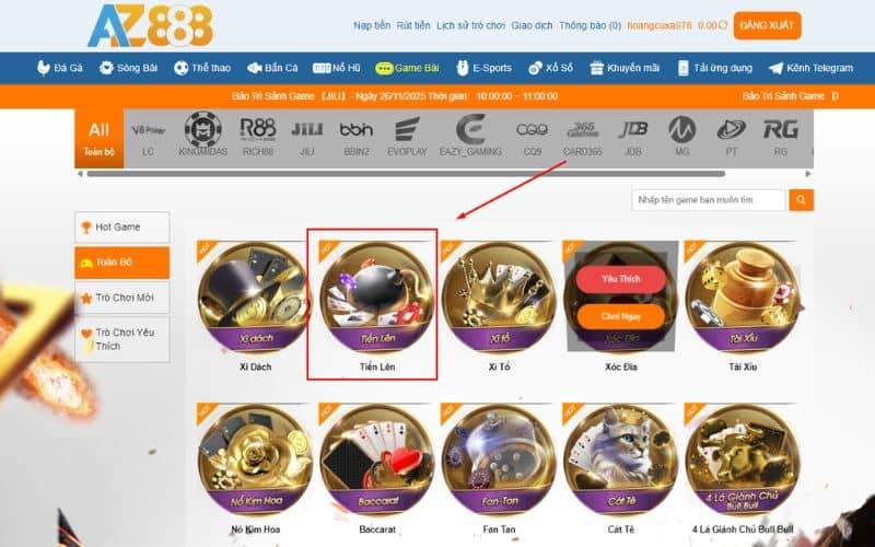 Hướng dẫn các bước tham gia tiến lên online tại AZ888